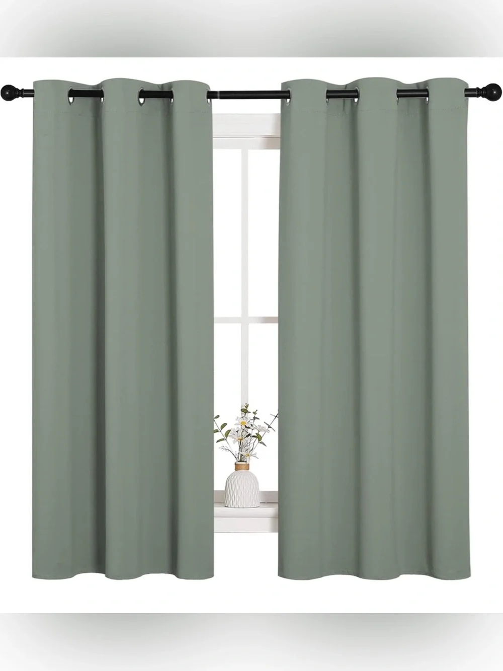 NICETOWN Blackout Curtains 37x63 Sage Green Grommet Panel New